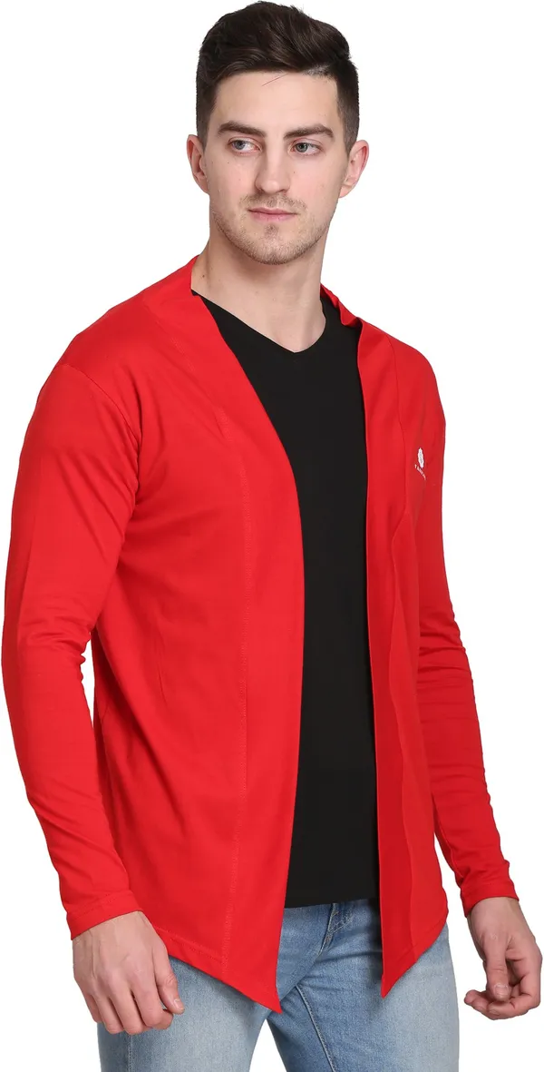 Red_Cotton_Blend_Solid_Shrug_For_Men