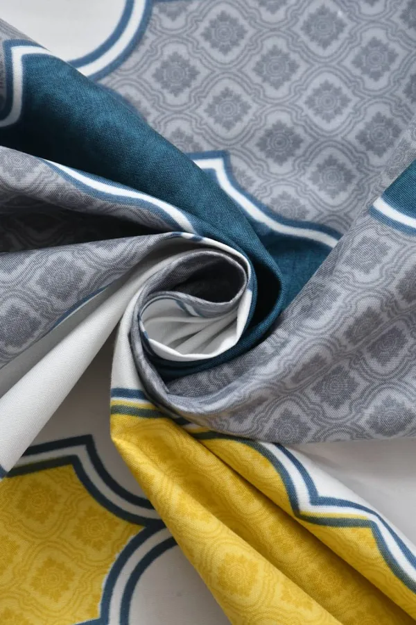 220TC_Yellow_Blue_Check_King_Size_Double_Bed_Elastic_Fitted_100%_Cotton_Bedsheet_with_2_Pillow_Cover_(72"x78"_Upto_6"_Mattress)