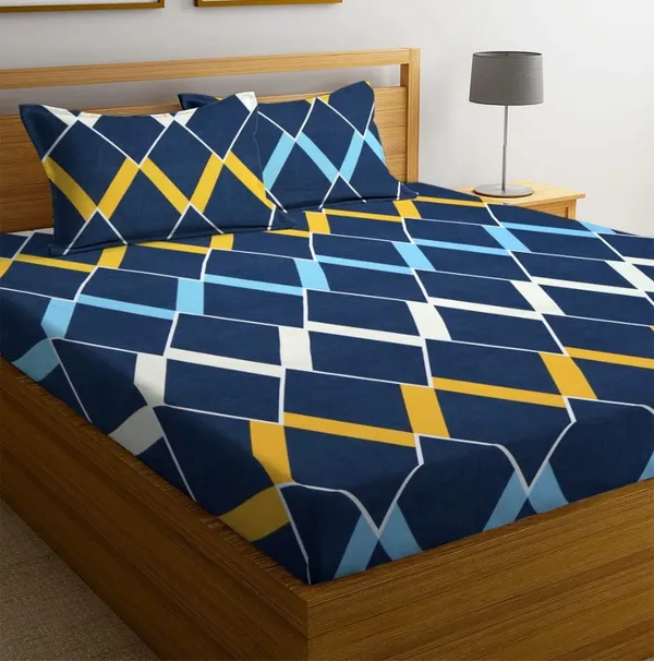 220TC_Blue_Box_King_Size_Double_Bed_Elastic_Fitted_100%_Cotton_Bedsheet_with_2_Pillow_Cover_(72"x78"_Upto_6"_Mattress)