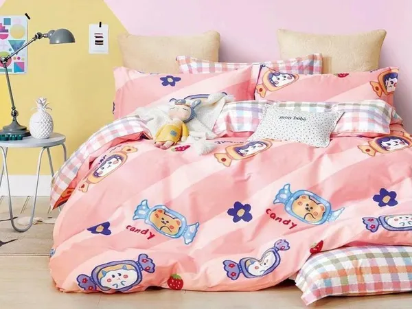 220TC_Peach_Candy_King_Size_Double_Bed_Elastic_Fitted_100%_Cotton_Bedsheet_with_2_Pillow_Cover_(72"x78"_Upto_6"_Mattress)