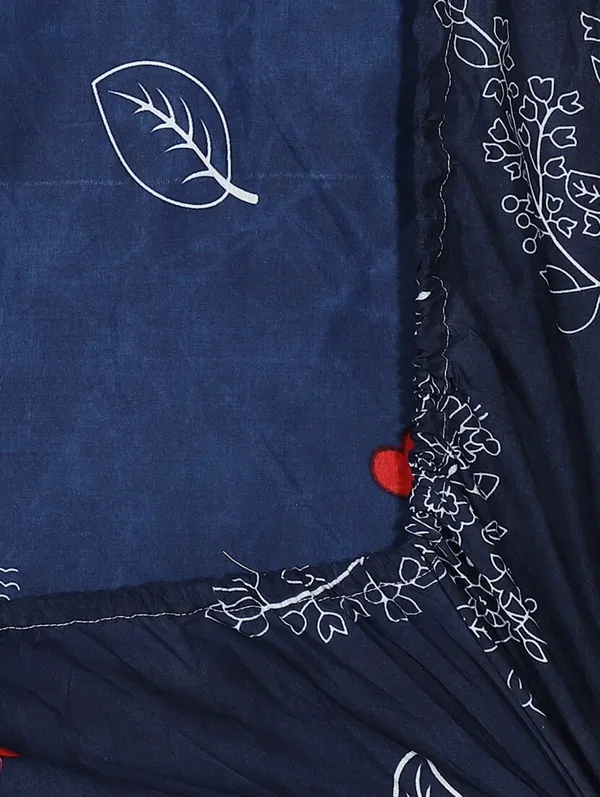 220TC_Navy_Floral_King_Size_Double_Bed_Elastic_Fitted_100%_Cotton_Bedsheet_with_2_Pillow_Cover_(72"x78"_Upto_6"_Mattress)