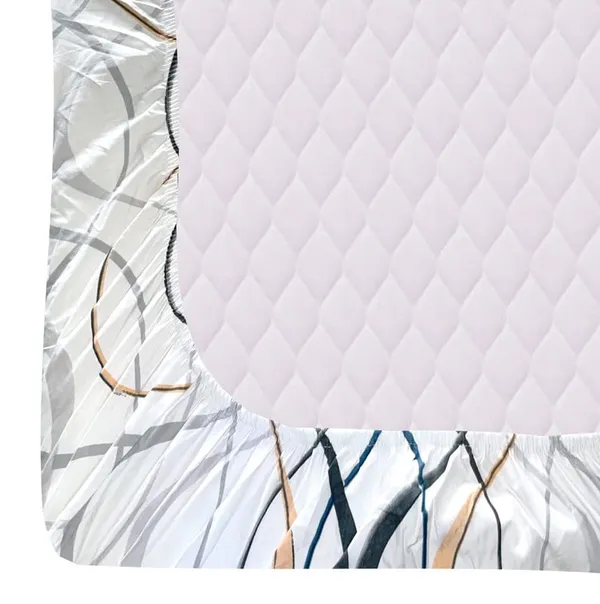 220TC_Waves_White_King_Size_Double_Bed_Elastic_Fitted_100%_Cotton_Bedsheet_with_2_Pillow_Cover_(72"x78"_Upto_6"_Mattress)