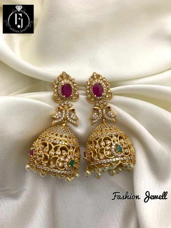 Antique_peacock_design_matte_finish_Jhumka