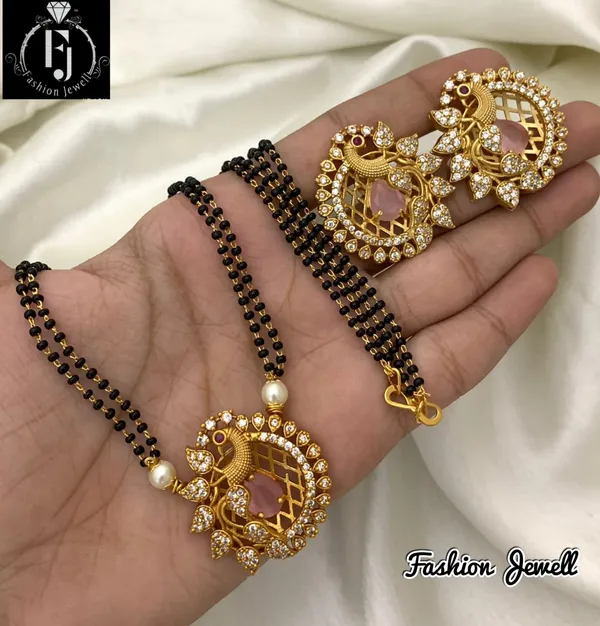 Ethnic_Peacock_design_Mangalsutra_with_Matching_Earring