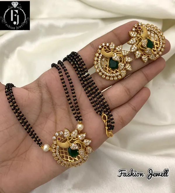 Ethnic_Peacock_design_Mangalsutra_with_Matching_Earring