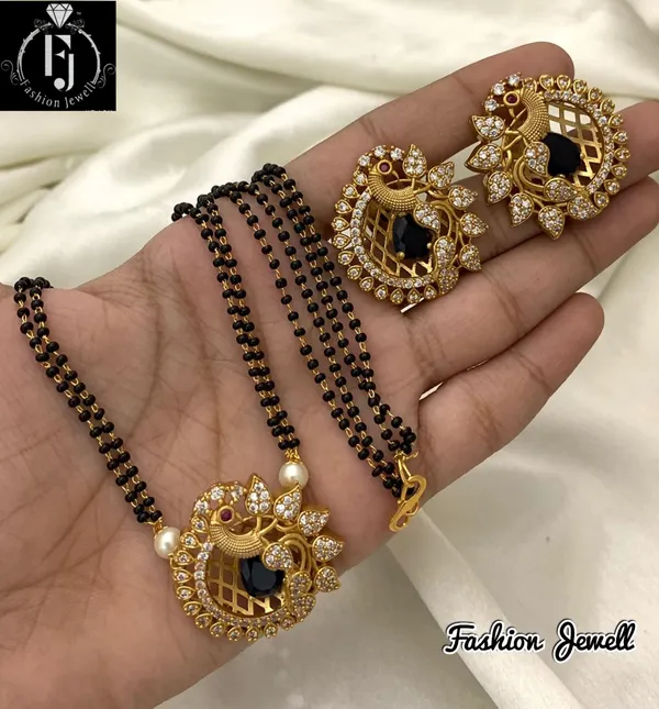 Ethnic_Peacock_design_Mangalsutra_with_Matching_Earring
