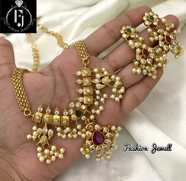 Trendy_look_Guttapusalu_Chain_style_Necklace_set