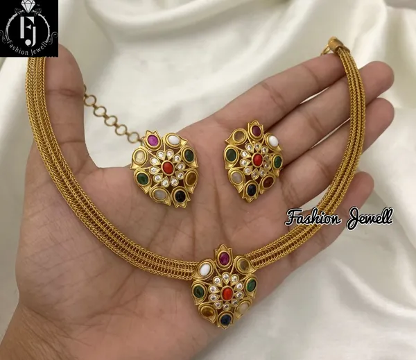 Trendy_Navratan_Chain_style_Necklace_set