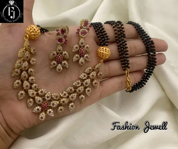 Ethnic_Ad_Matte_Leaf_Pendant_Mangalsutra_set