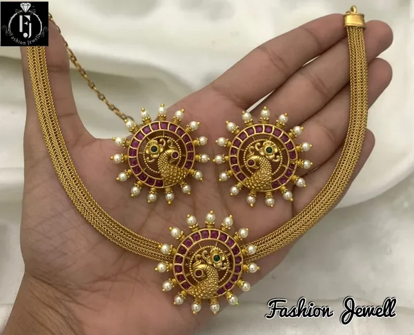 Trendy_Kemp_Peacock_Pendant_Chain_style_Necklace_set