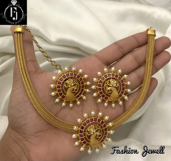 Trendy_kemp_Peacock_Pendant_Chain_style_Necklace_set