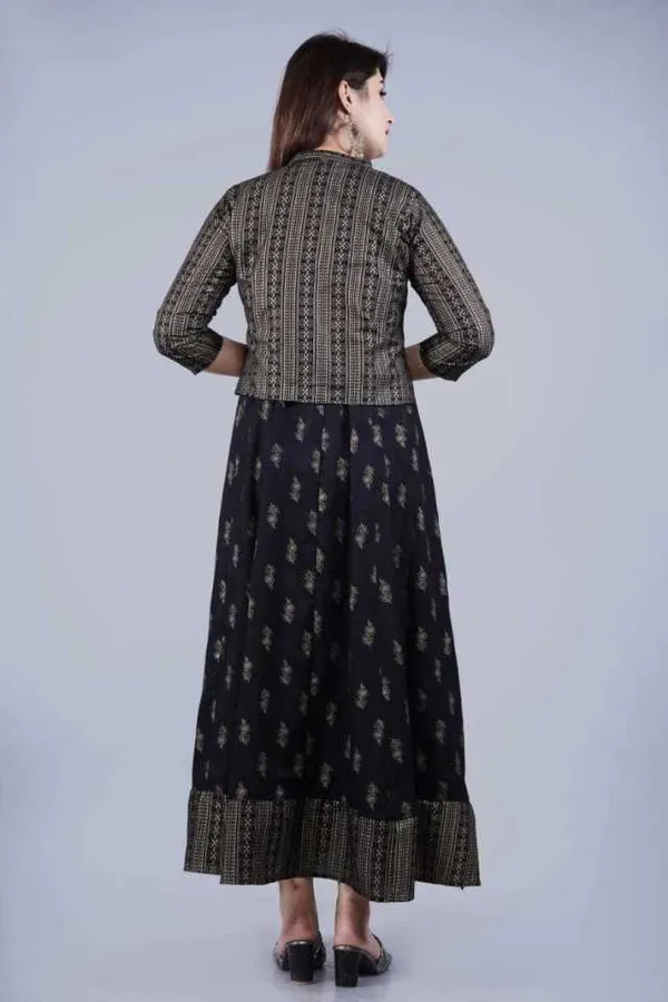 Black_Golden_Printed_Cotton_Anarkali_Plus_Size_Kurta/Gown__With_Jacket