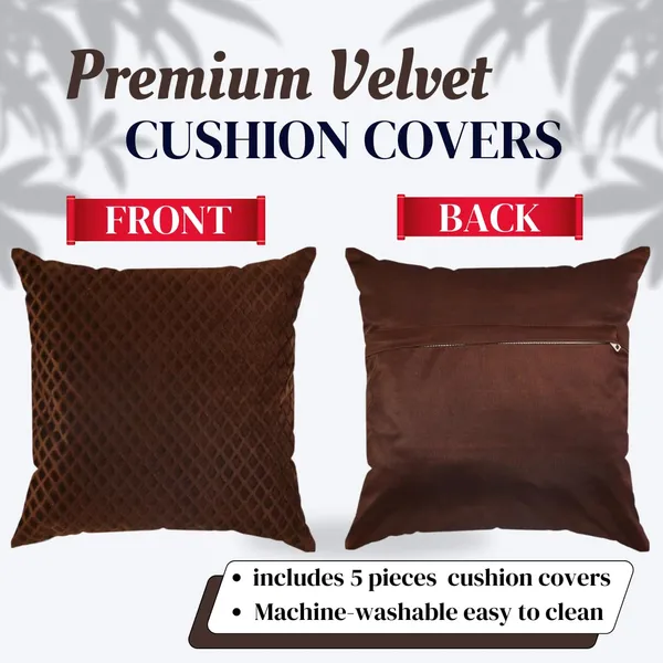 Soft_Velvet_Cushion_Covers_-_16_X_16_Inch,_Set_of_5,_Brown