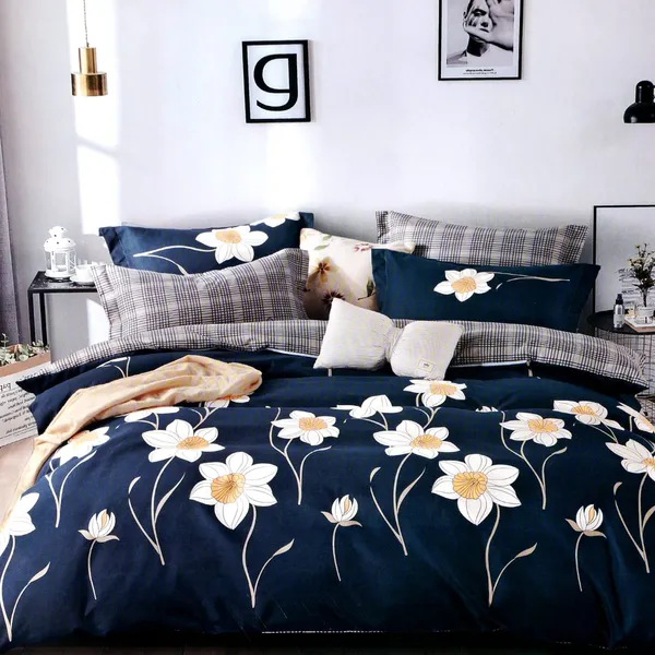 BLUE_Pure_Cotton_Bedsheet_Two_Pillow_Covers_Included_90X96_inches