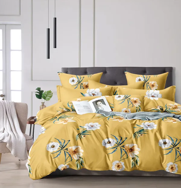YELLOW_Pure_Cotton_Bedsheet_Two_Pillow_Covers_Included_90X96_inches