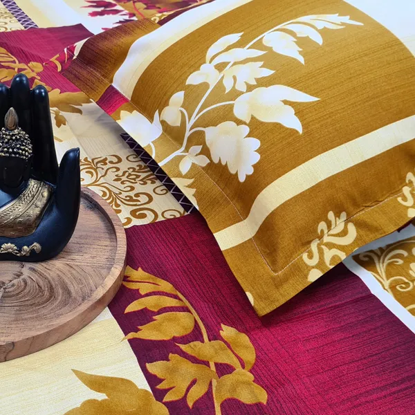 100%_Cotton_220TC_Printed_King_Size_Bedsheet_with_2_Pillow_Covers_|_Color_:_Jurassic_Gold