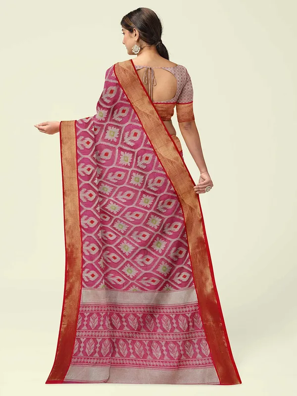 Magenta_Cotton_Blend_Banarasi_Sarees_For_Women
