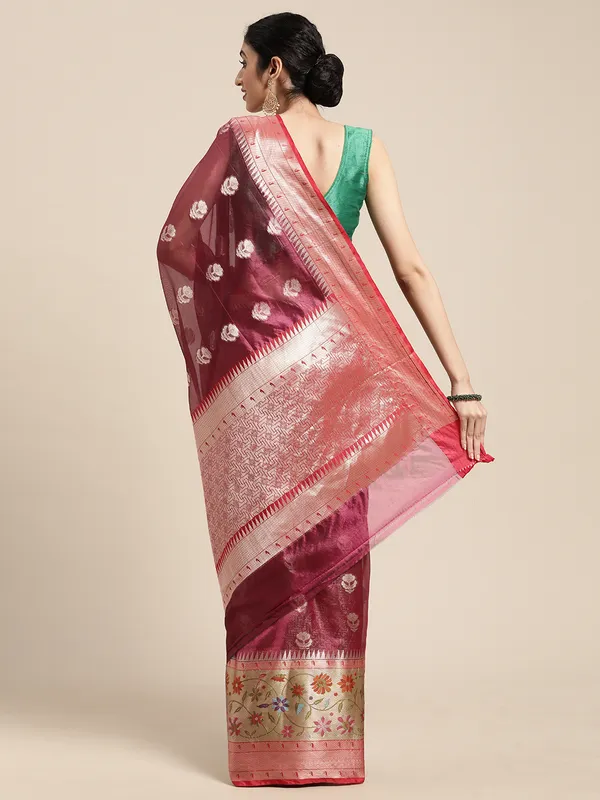 Magenta_Art_Silk_Banarasi_Sarees_For_Women