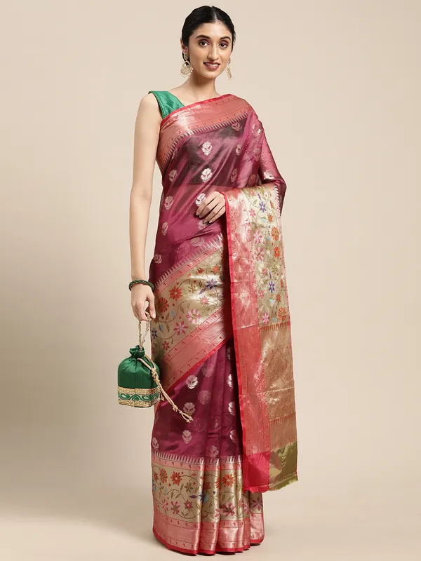 Magenta_Art_Silk_Banarasi_Sarees_For_Women