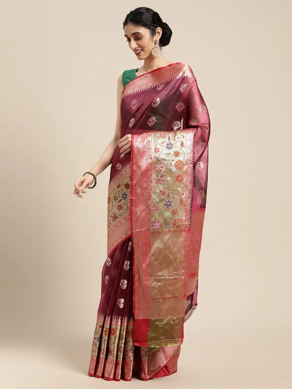 Magenta_Art_Silk_Banarasi_Sarees_For_Women