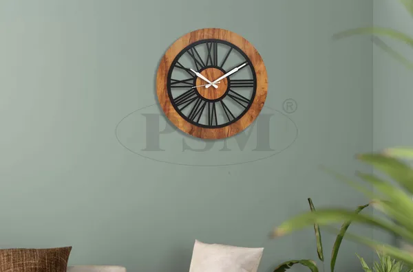 LASER_CUT_WOODEN_WALL_CLOCK_IVORY_BLACK__INCH_PSM_1106