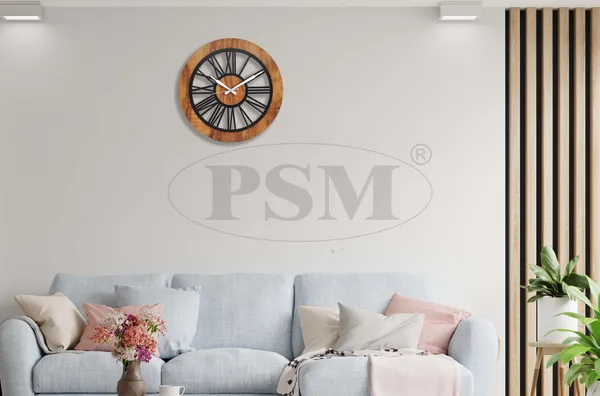 LASER_CUT_WOODEN_WALL_CLOCK_IVORY_BLACK__INCH_PSM_1106