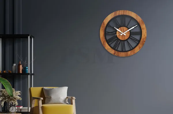 LASER_CUT_WOODEN_WALL_CLOCK_IVORY_BLACK__INCH_PSM_1106