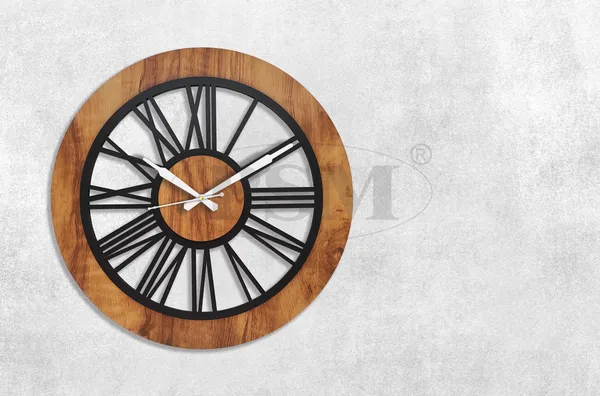 LASER_CUT_WOODEN_WALL_CLOCK_IVORY_BLACK__INCH_PSM_1106