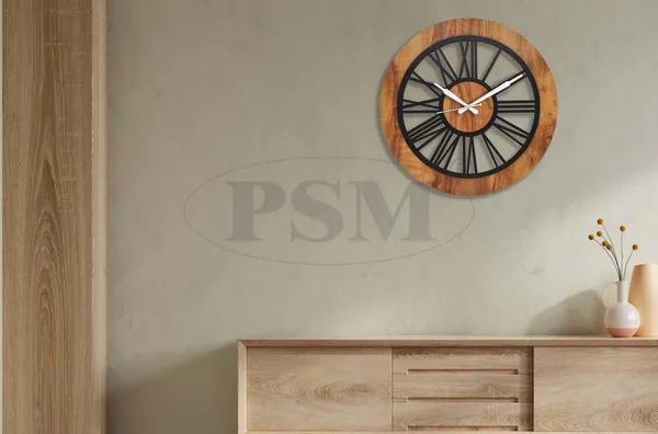 LASER_CUT_WOODEN_WALL_CLOCK_IVORY_BLACK__INCH_PSM_1106