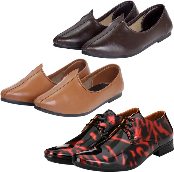 Black_&_Red_&_Tan_&_Brown_PU_Premium_Jutis_Shoe_For_Men