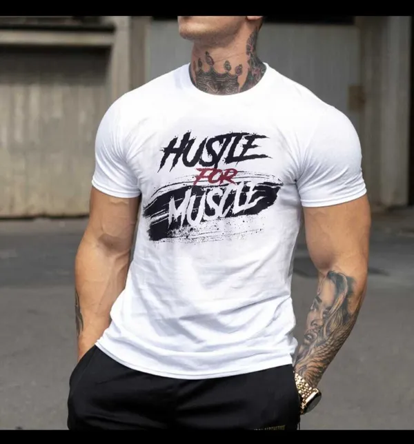 White_Cotton_Blend_Printed_T-Shirt_For_Men