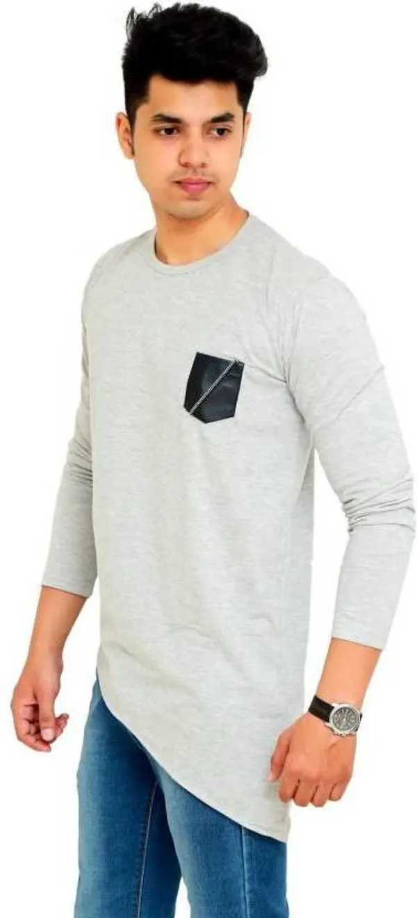 Grey_Cotton_Blend_Solid_T-Shirt_For_Men