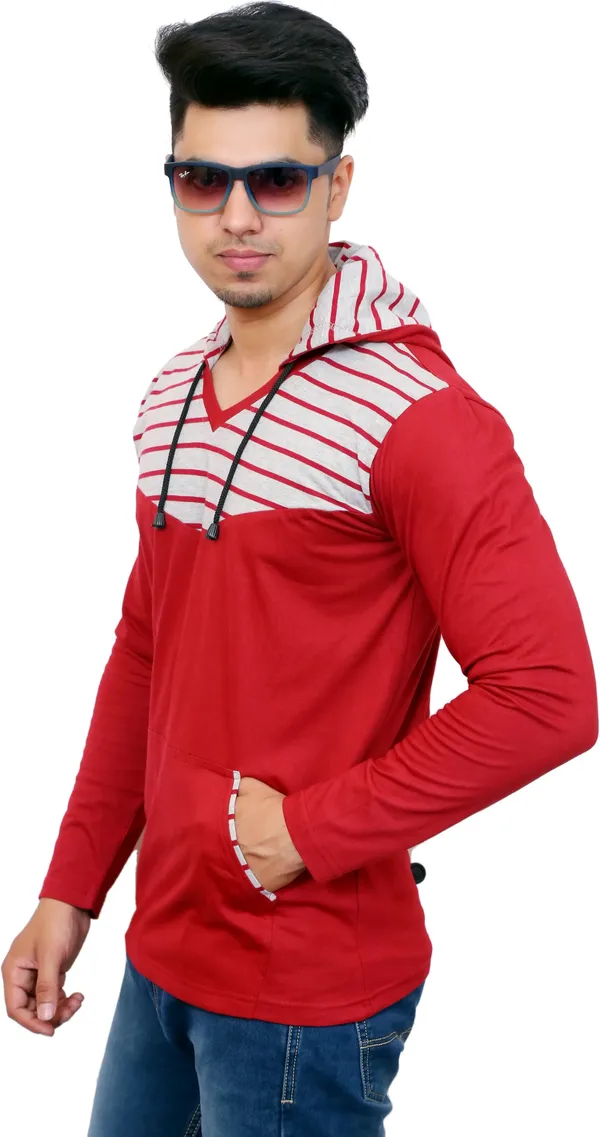 Maroon_&_Grey_Cotton_Blend_Striped_T-Shirt_For_Men
