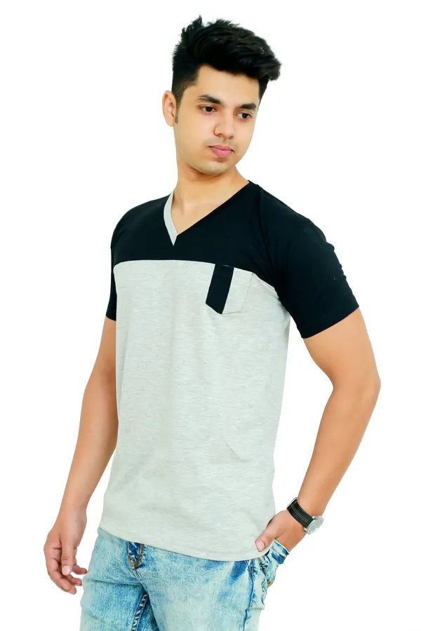 Multicolor_Cotton_Blend_Solid_T-Shirt_For_Men