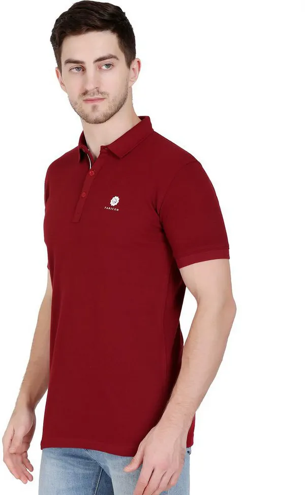 Maroon_Cotton_Blend_Solid_T-Shirt_For_Men