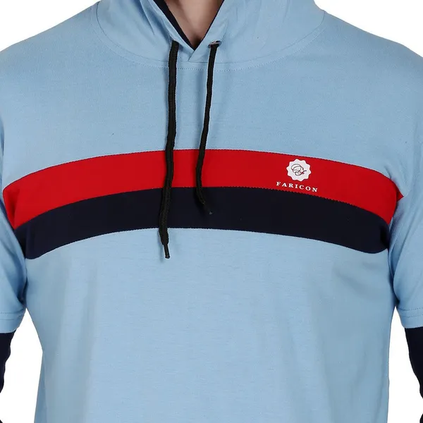 Light_Blue_Cotton_Blend_Solid_T-Shirt_For_Men