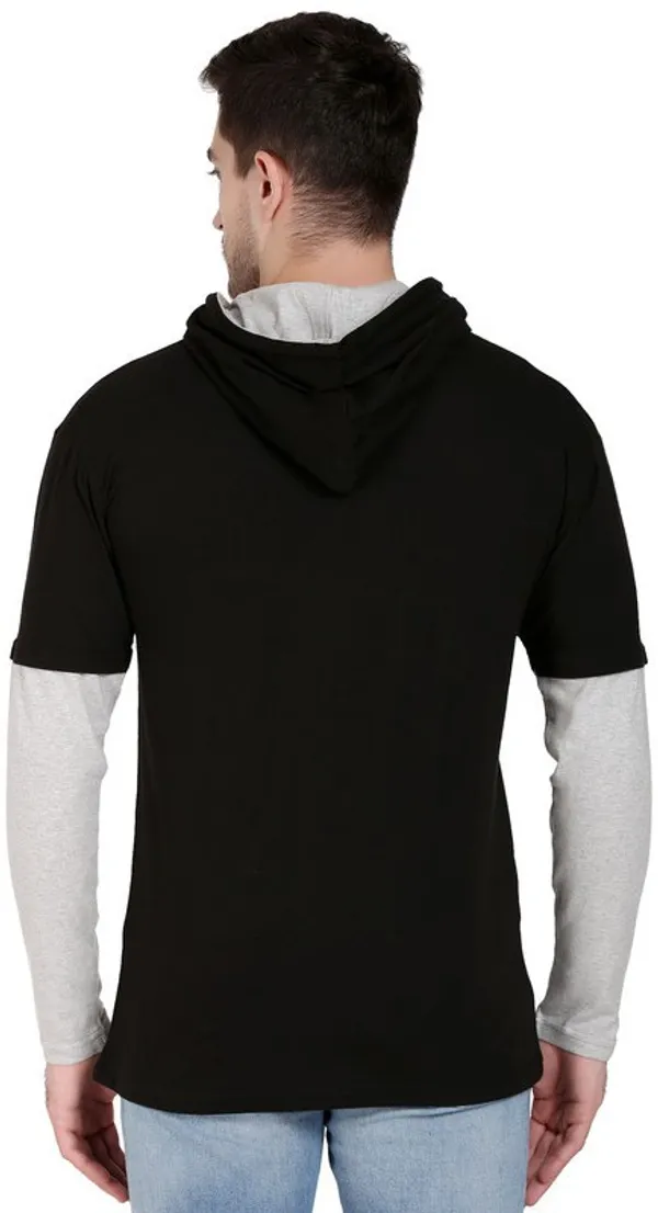 Black_&_Grey_Cotton_Blend_Solid_T-Shirt_For_Men