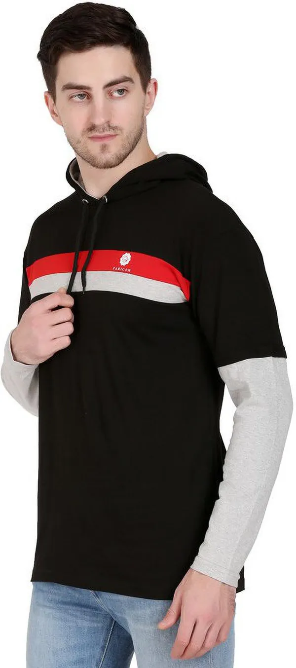 Black_&_Grey_Cotton_Blend_Solid_T-Shirt_For_Men