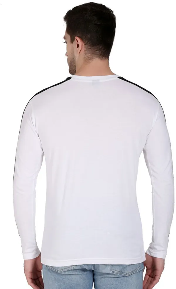 White_&_Black_Cotton_Blend_Solid_T-Shirt_For_Men