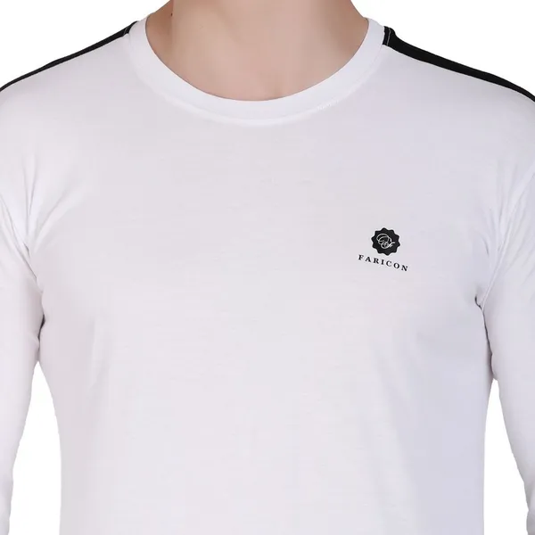 White_&_Black_Cotton_Blend_Solid_T-Shirt_For_Men