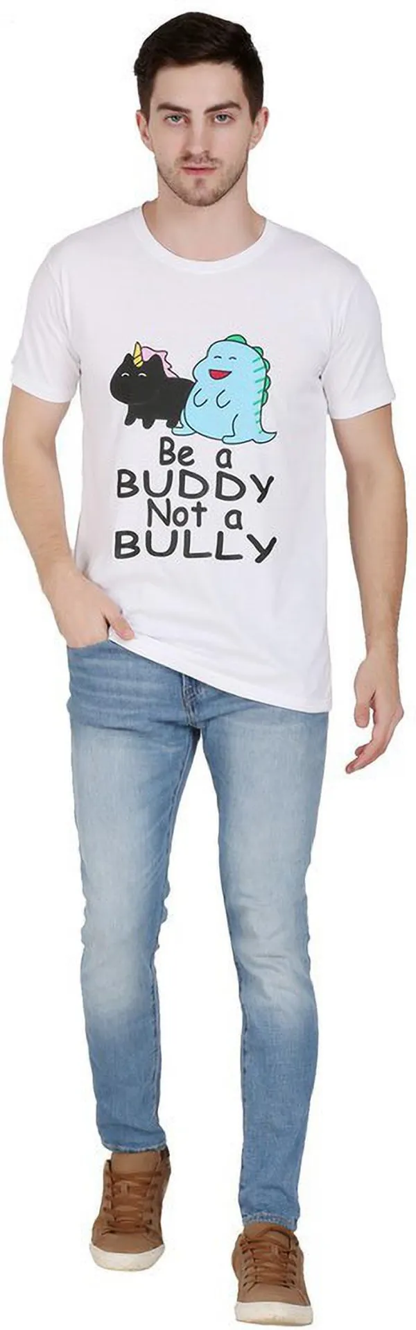 White_Cotton_Blend_Printed_T-Shirt_For_Men