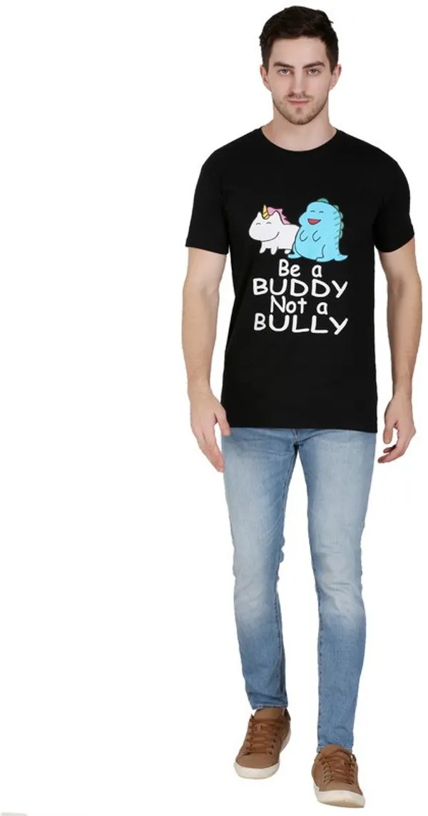 Black_Cotton_Blend_Printed_T-Shirt_For_Men