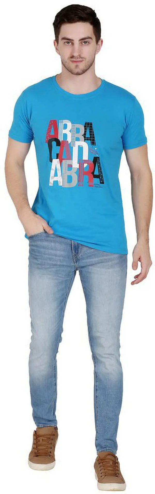 Blue_Cotton_Blend_Printed_T-Shirt_For_Men