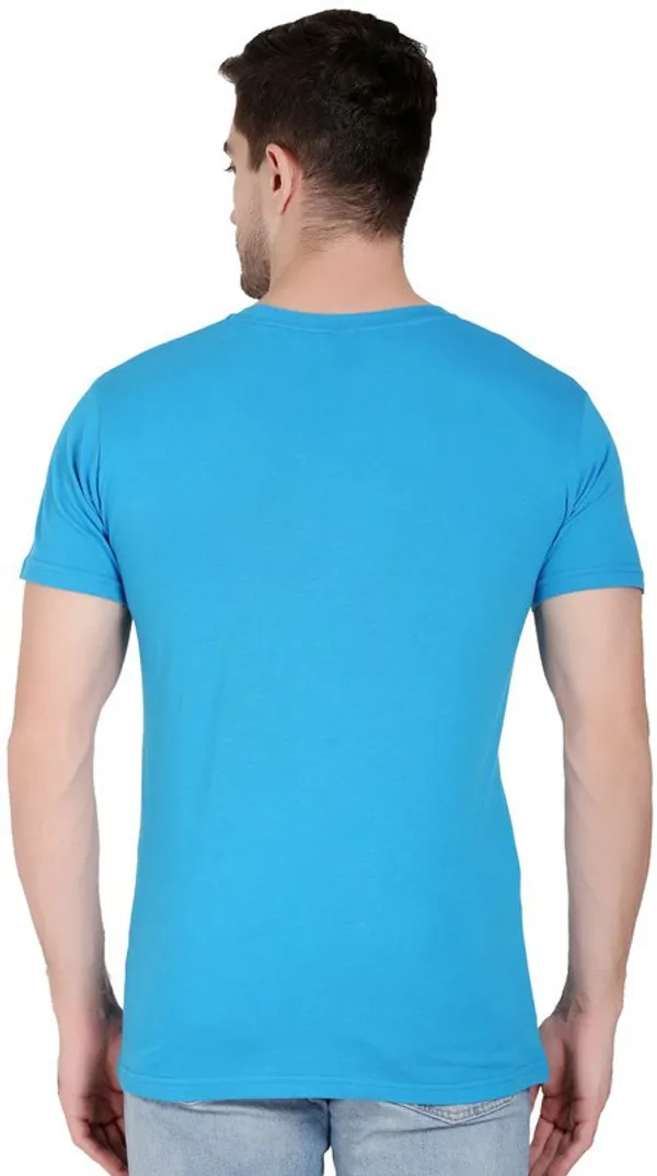 Blue_Cotton_Blend_Printed_T-Shirt_For_Men