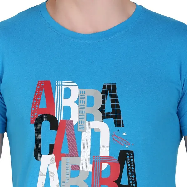 Blue_Cotton_Blend_Printed_T-Shirt_For_Men