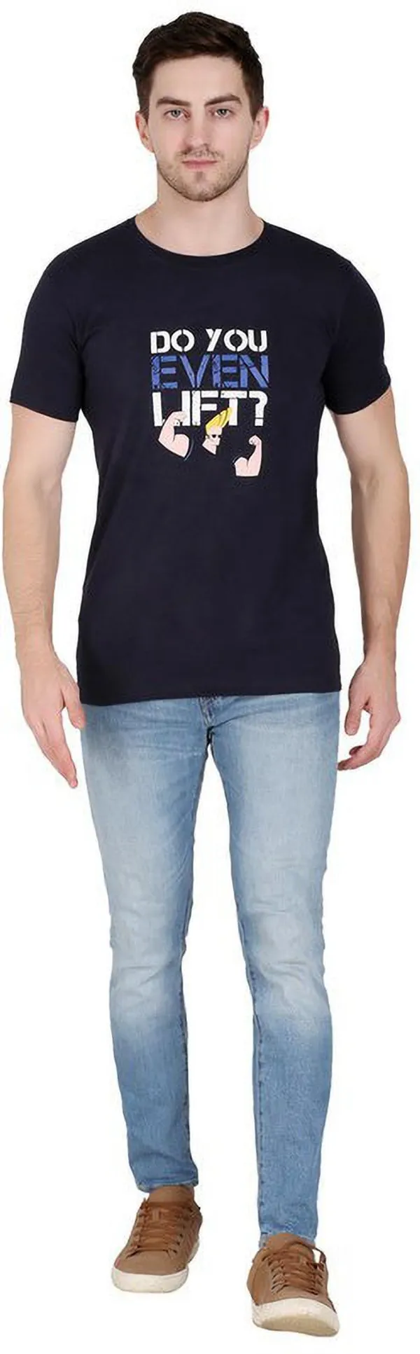 Dark_Blue_Cotton_Blend_Printed_T-Shirt_For_Men