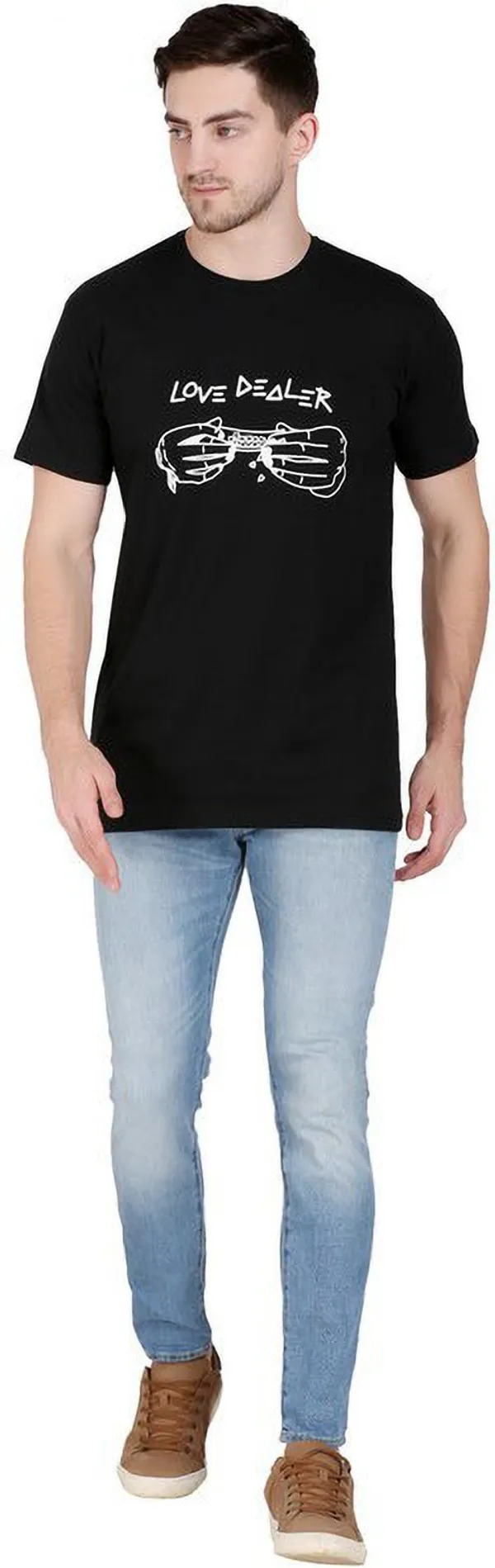 Black_Cotton_Blend_Printed_T-Shirt_For_Men