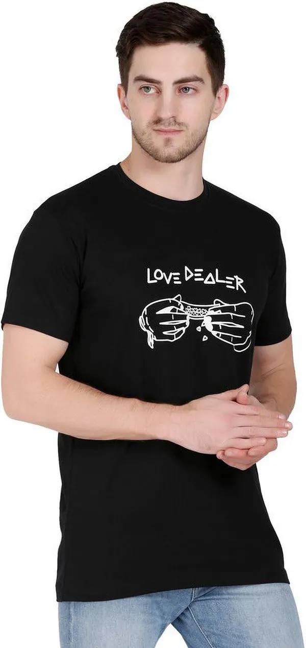 Black_Cotton_Blend_Printed_T-Shirt_For_Men