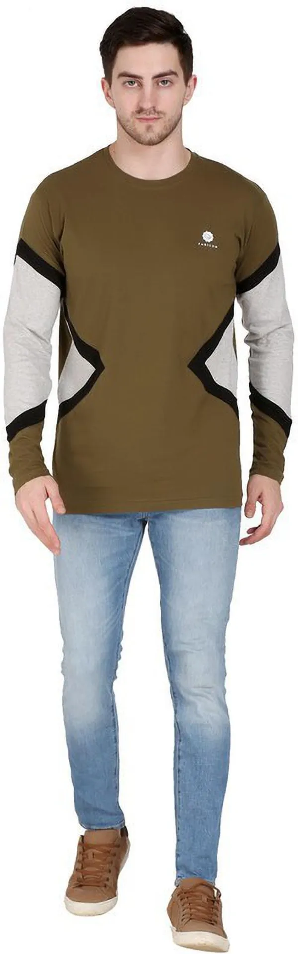 Green_Cotton_Blend_Solid_T-Shirt_For_Men