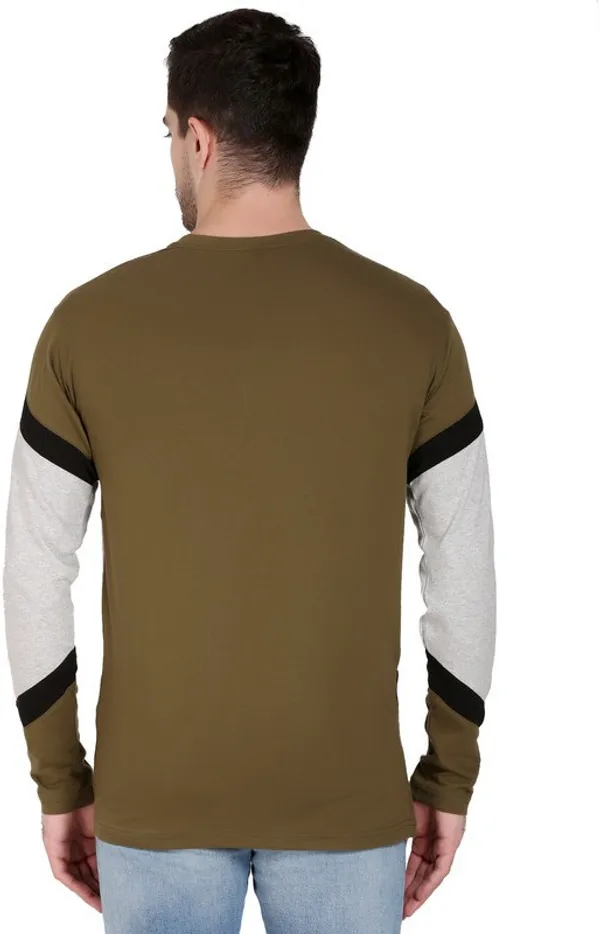 Green_Cotton_Blend_Solid_T-Shirt_For_Men